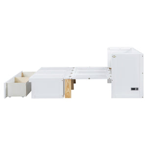HomeRoots White Wood Full Murphy Bed with Drawers - Stylish, Space-Saving Solution for Guest Rooms & Apartments 662354