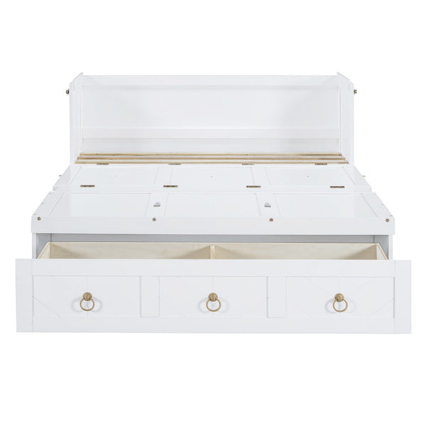 HomeRoots White Wood Full Murphy Bed with Drawers - Stylish, Space-Saving Solution for Guest Rooms & Apartments 662354