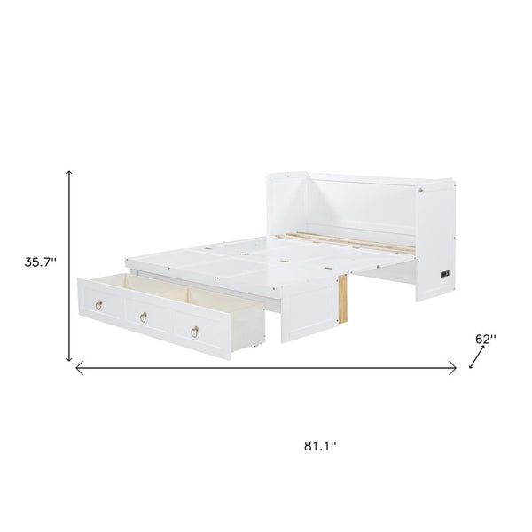 HomeRoots White Wood Queen Murphy Bed with Integrated Drawers - Stylish, Space-Saving Design for Versatile Rooms 662355