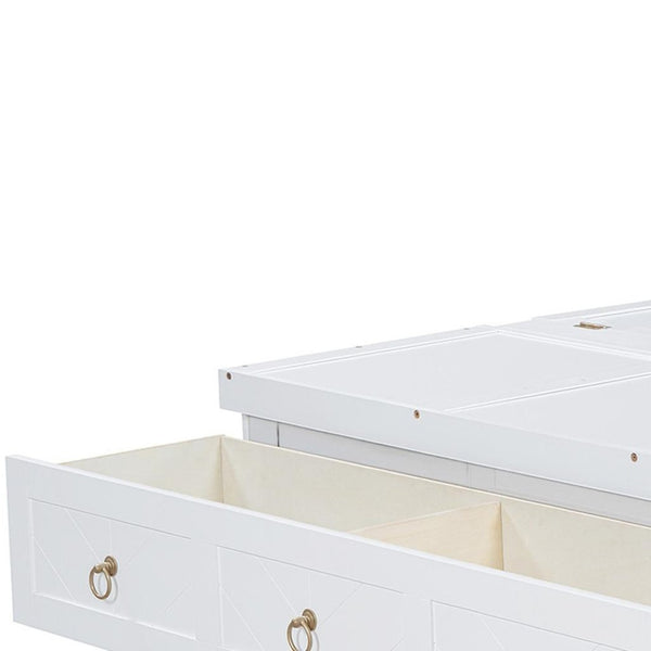 HomeRoots White Wood Queen Murphy Bed with Integrated Drawers - Stylish, Space-Saving Design for Versatile Rooms 662355