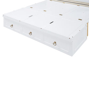 HomeRoots White Wood Queen Murphy Bed with Integrated Drawers - Stylish, Space-Saving Design for Versatile Rooms 662355