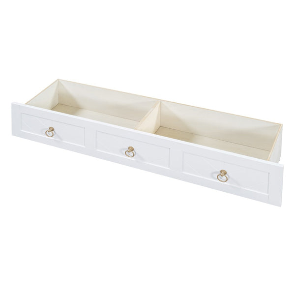 HomeRoots White Wood Queen Murphy Bed with Integrated Drawers - Stylish, Space-Saving Design for Versatile Rooms 662355