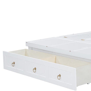 HomeRoots White Wood Queen Murphy Bed with Integrated Drawers - Stylish, Space-Saving Design for Versatile Rooms 662355