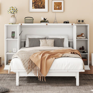 HomeRoots White Wood Full Murphy Bed – Space-Saving Cabinet with Drawers, Stylish Design & Durable Support System 662357