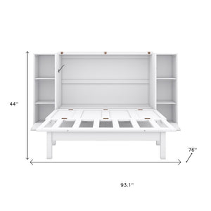 HomeRoots White Wood Full Murphy Bed – Space-Saving Cabinet with Drawers, Stylish Design & Durable Support System 662357