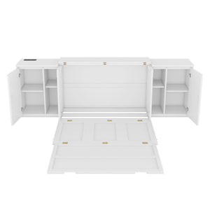 HomeRoots White Wood Full Murphy Bed - Elegant Space-Saving Design for Stylish & Functional Room Solutions 662361