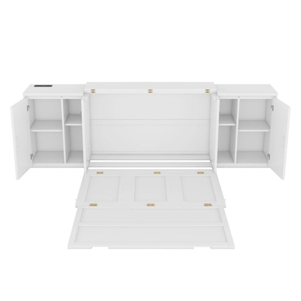 HomeRoots White Wood Full Murphy Bed - Elegant Space-Saving Design for Stylish & Functional Room Solutions 662361