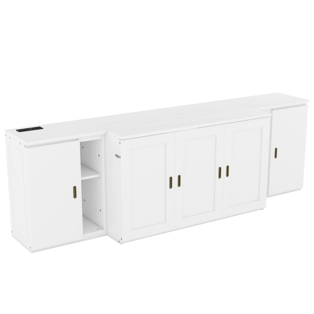 HomeRoots White Wood Full Murphy Bed - Elegant Space-Saving Design for Stylish & Functional Room Solutions 662361