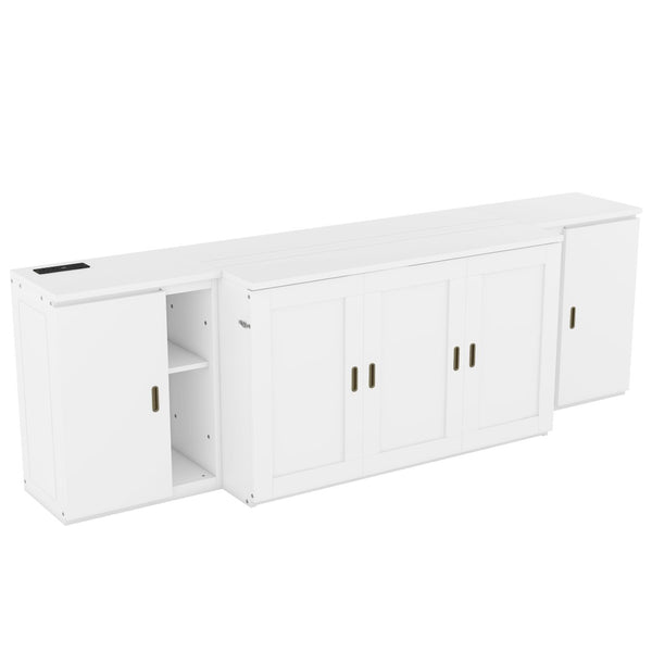 HomeRoots White Wood Full Murphy Bed - Elegant Space-Saving Design for Stylish & Functional Room Solutions 662361