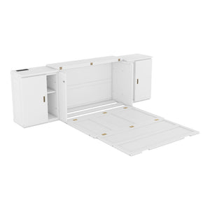 HomeRoots White Wood Full Murphy Bed - Elegant Space-Saving Design for Stylish & Functional Room Solutions 662361
