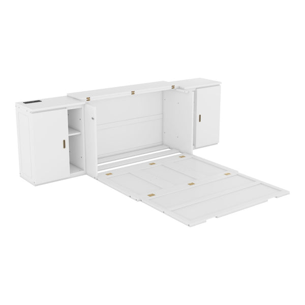 HomeRoots White Wood Full Murphy Bed - Elegant Space-Saving Design for Stylish & Functional Room Solutions 662361
