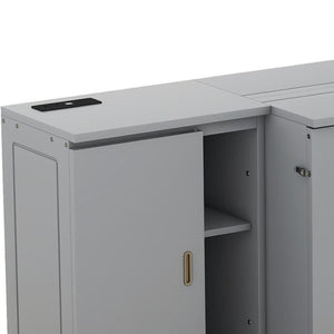HomeRoots Gray Wood Queen Murphy Bed - Stylish, Space-Saving Design for Modern Homes & Guest Rooms, Easy Setup! 662362