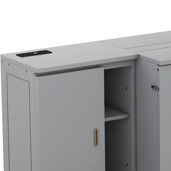 HomeRoots Gray Wood Queen Murphy Bed - Stylish, Space-Saving Design for Modern Homes & Guest Rooms, Easy Setup! 662362