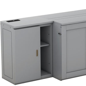 HomeRoots Gray Wood Queen Murphy Bed - Stylish, Space-Saving Design for Modern Homes & Guest Rooms, Easy Setup! 662362