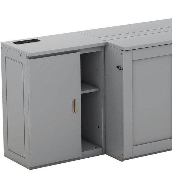 HomeRoots Gray Wood Queen Murphy Bed - Stylish, Space-Saving Design for Modern Homes & Guest Rooms, Easy Setup! 662362