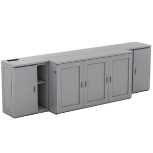 HomeRoots Gray Wood Queen Murphy Bed - Stylish, Space-Saving Design for Modern Homes & Guest Rooms, Easy Setup! 662362