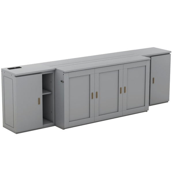 HomeRoots Gray Wood Queen Murphy Bed - Stylish, Space-Saving Design for Modern Homes & Guest Rooms, Easy Setup! 662362