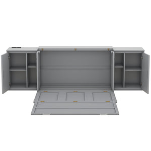 HomeRoots Gray Wood Queen Murphy Bed - Stylish, Space-Saving Design for Modern Homes & Guest Rooms, Easy Setup! 662362