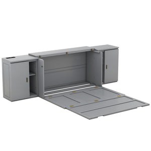 HomeRoots Gray Wood Queen Murphy Bed - Stylish, Space-Saving Design for Modern Homes & Guest Rooms, Easy Setup! 662362
