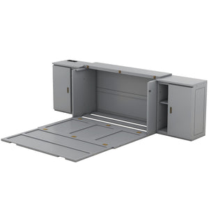 HomeRoots Gray Wood Queen Murphy Bed - Stylish, Space-Saving Design for Modern Homes & Guest Rooms, Easy Setup! 662362
