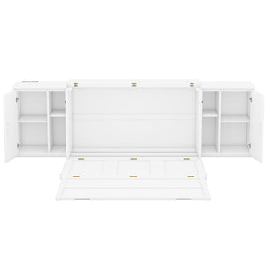 HomeRoots White Wood Queen Murphy Bed - Space-Saving, Stylish Design for Small Rooms & Guest Accommodations 662363