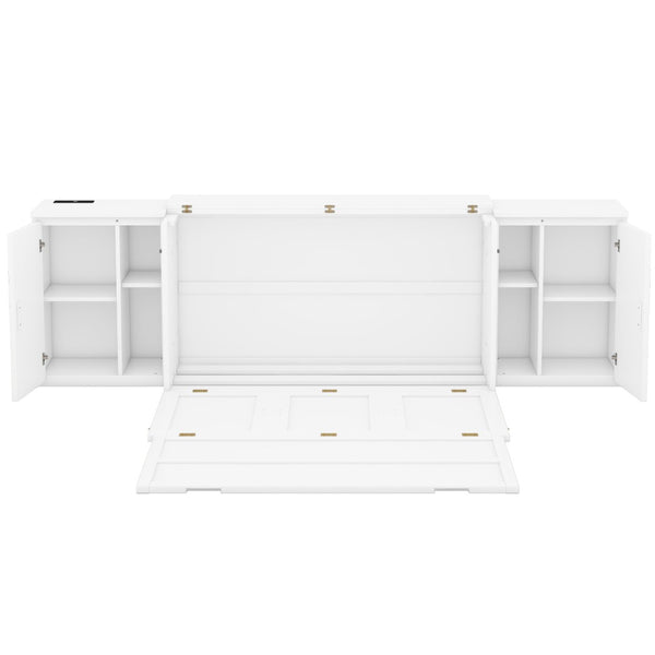 HomeRoots White Wood Queen Murphy Bed - Space-Saving, Stylish Design for Small Rooms & Guest Accommodations 662363