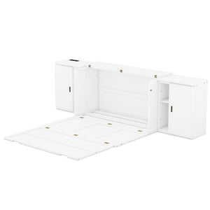 HomeRoots White Wood Queen Murphy Bed - Space-Saving, Stylish Design for Small Rooms & Guest Accommodations 662363