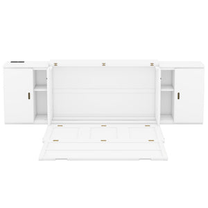 HomeRoots White Wood Queen Murphy Bed - Space-Saving, Stylish Design for Small Rooms & Guest Accommodations 662363