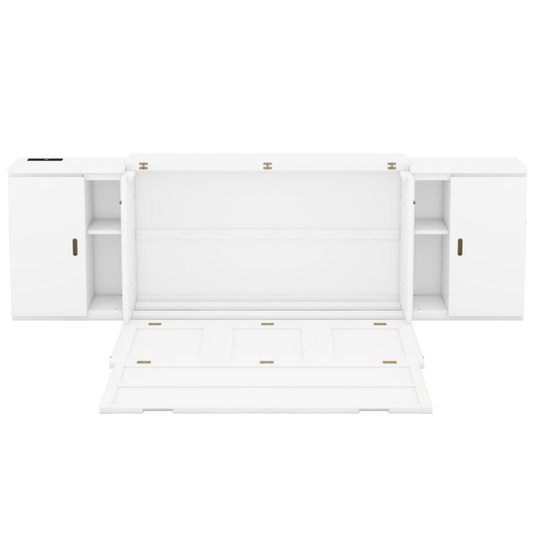 HomeRoots White Wood Queen Murphy Bed - Space-Saving, Stylish Design for Small Rooms & Guest Accommodations 662363