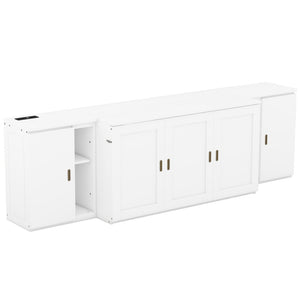 HomeRoots White Wood Queen Murphy Bed - Space-Saving, Stylish Design for Small Rooms & Guest Accommodations 662363