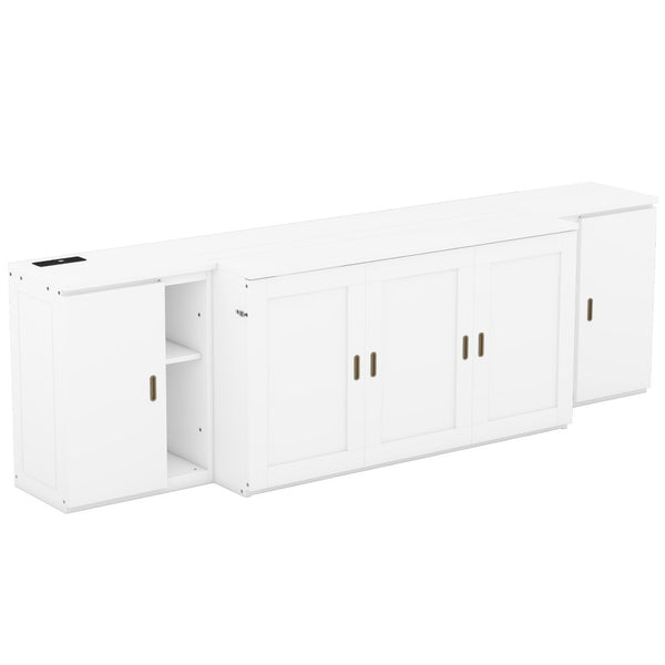 HomeRoots White Wood Queen Murphy Bed - Space-Saving, Stylish Design for Small Rooms & Guest Accommodations 662363