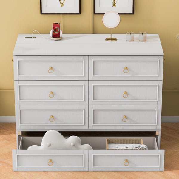 HomeRoots White Wood Full Murphy Bed with Smart Storage Drawers - Space-Saving Design for Stylish Homes! 662365