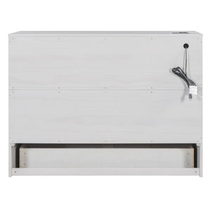 HomeRoots White Wood Full Murphy Bed with Smart Storage Drawers - Space-Saving Design for Stylish Homes! 662365