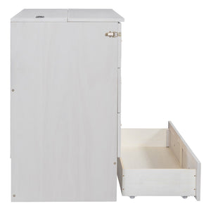 HomeRoots White Wood Full Murphy Bed with Smart Storage Drawers - Space-Saving Design for Stylish Homes! 662365