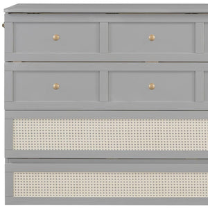 HomeRoots Gray Wood Queen Murphy Bed with Integrated Storage Drawers for Space-Saving Style & Comfort 662367