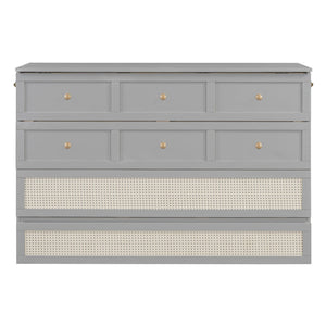 HomeRoots Gray Wood Queen Murphy Bed with Integrated Storage Drawers for Space-Saving Style & Comfort 662367