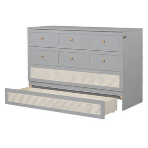 HomeRoots Gray Wood Queen Murphy Bed with Integrated Storage Drawers for Space-Saving Style & Comfort 662367