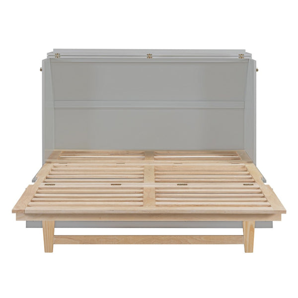 HomeRoots Gray Wood Queen Murphy Bed with Integrated Storage Drawers for Space-Saving Style & Comfort 662367