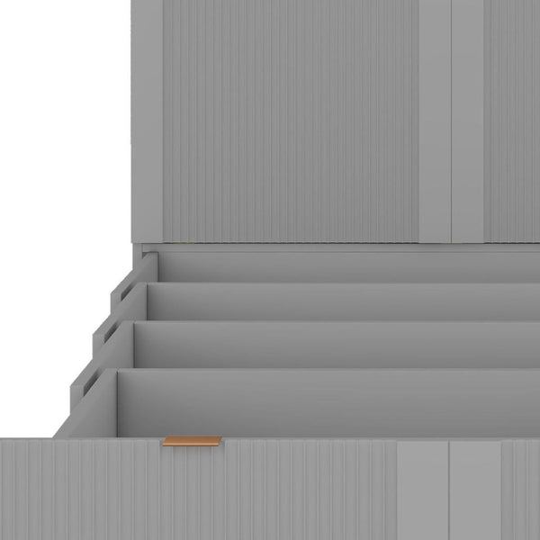 HomeRoots Gray Wood Full Murphy Bed - Stylish Space-Saving Cabinet with Drawers for Modern Living Areas 662370