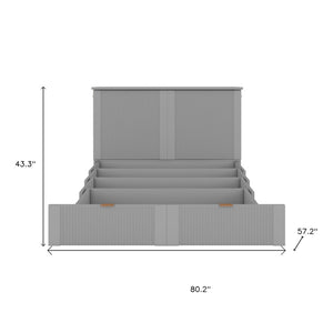 HomeRoots Gray Wood Full Murphy Bed - Stylish Space-Saving Cabinet with Drawers for Modern Living Areas 662370