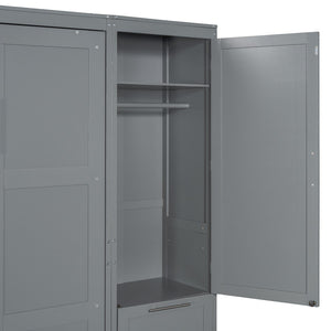 HomeRoots Gray Wood Queen Murphy Bed - Elegant Space-Saving Design with Drawers for Versatile Living Spaces 662372
