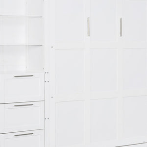 HomeRoots White Murphy Bed with Drawers - Stylish Space-Saving Queen Bed for Small Rooms & Multi-Purpose Use 662373