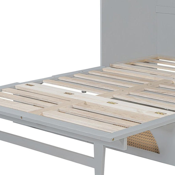 HomeRoots Gray Wood Full Murphy Bed with Drawers - Stylish, Space-Saving Design for Modern Living Spaces! 662374