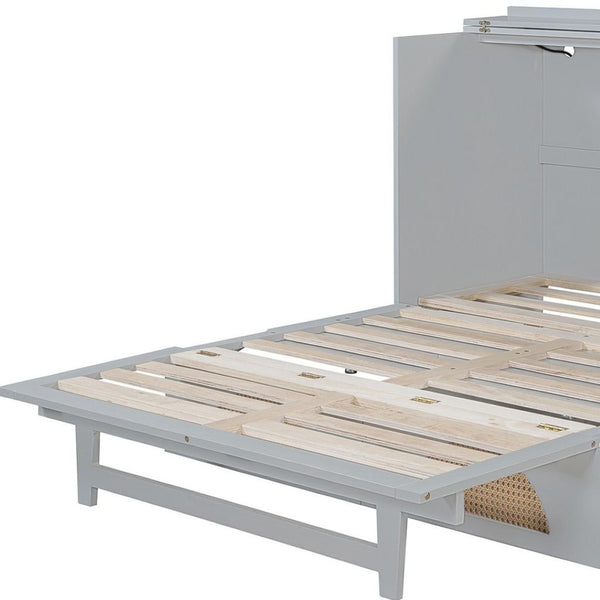 HomeRoots Gray Wood Full Murphy Bed with Drawers - Stylish, Space-Saving Design for Modern Living Spaces! 662374