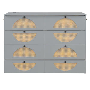 HomeRoots Gray Wood Full Murphy Bed with Drawers - Stylish, Space-Saving Design for Modern Living Spaces! 662374