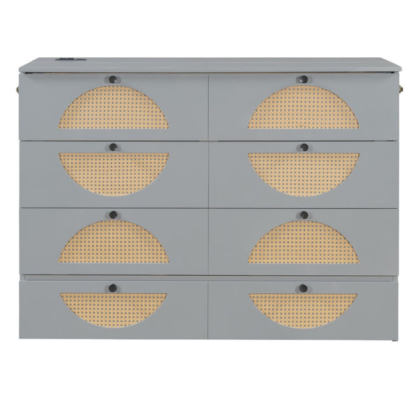 HomeRoots Gray Wood Full Murphy Bed with Drawers - Stylish, Space-Saving Design for Modern Living Spaces! 662374
