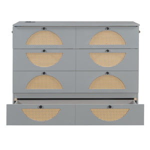 HomeRoots Gray Wood Full Murphy Bed with Drawers - Stylish, Space-Saving Design for Modern Living Spaces! 662374