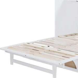 HomeRoots White Wood Murphy Bed with Drawers - Space-Saving Full Bed for Stylish Guest Rooms & Studios 662375