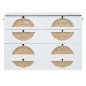 HomeRoots White Wood Murphy Bed with Drawers - Space-Saving Full Bed for Stylish Guest Rooms & Studios 662375