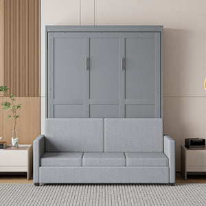 HomeRoots Gray Wood Full Murphy Bed – Stylish Space-Saving Solution for Multi-Use Rooms, Easy to Install & Durable 662376